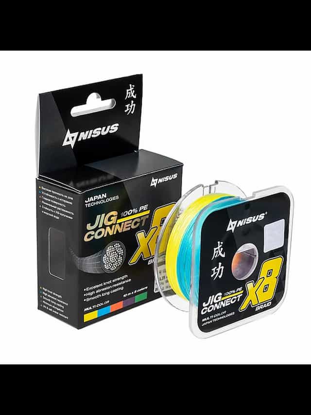 Шнур JIG CONNECT X8 PE Multicolor 150m #0.8, 0.14mm