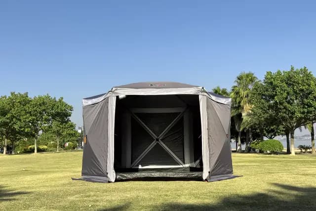 Шатер туристический KYODA 6 сторон, р.360*360*238см, плотн190Т, 210D, цвет темно и светло серый