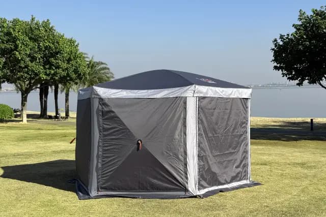 Шатер туристический KYODA 6 сторон, р.360*360*238см, плотн190Т, 210D, цвет темно и светло серый