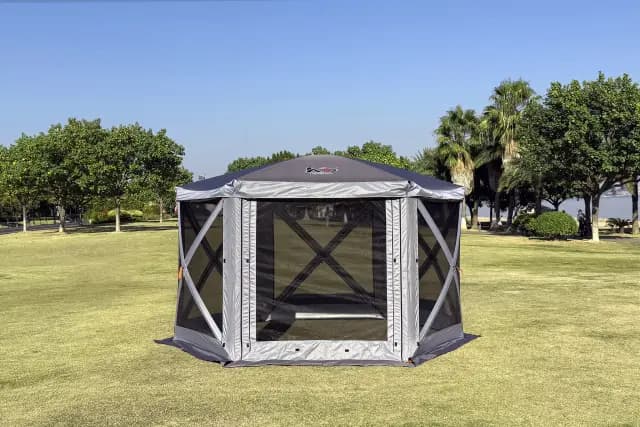 Шатер туристический KYODA 6 сторон, р.360*360*238см, плотн190Т, 210D, цвет темно и светло серый
