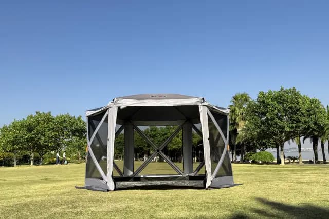 Шатер туристический KYODA 6 сторон, р.360*360*238см, плотн190Т, 210D, цвет темно и светло серый