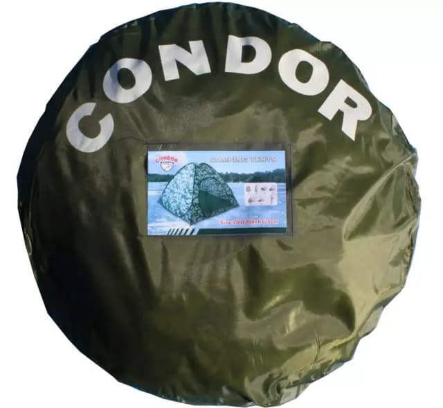 Палатка CONDOR, автомат, зимняя 2,0 Х 2,0 X 1,7 м, КМФ бел, утепл, пол расстёгивается, трехслойная