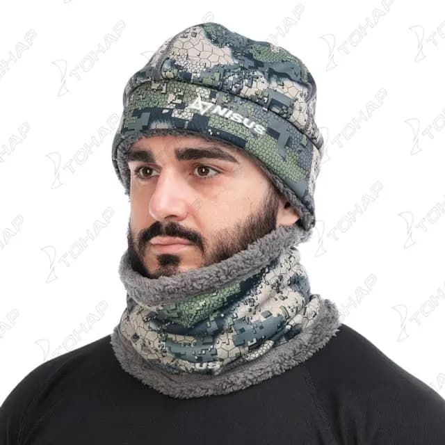 Комплект зимний КОМАНДОР (шапка, снуд), серый спектр, L/XL, NISUS