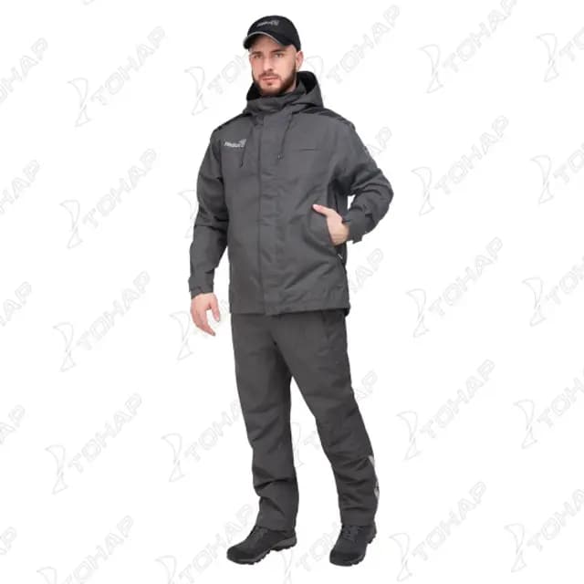 Костюм штормовой БЕРГ ПРО +15С, 15/15К, графит, 58/182 (4XL), Helios