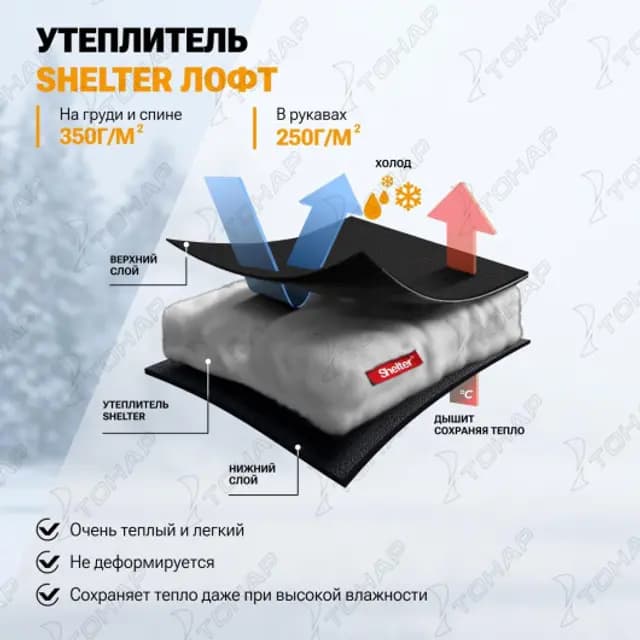 Парка зимняя -50С НОРД, 10/10К, черный, 52/176, NISUS