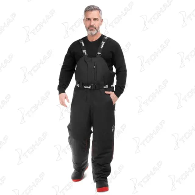 Полукомбинезон зимний -40 ЧАРЫШ ПРО, 10/10К, черный/красный, 58/182 (4XL), Helios