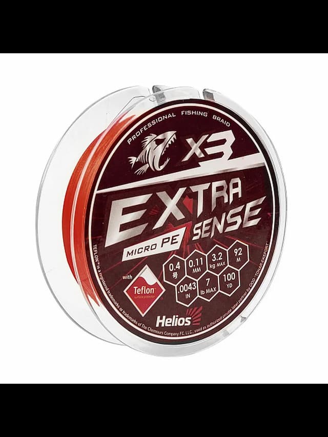 Шнур Extrasense X3 PE Red 92m 0.4/7LB 0.11mm