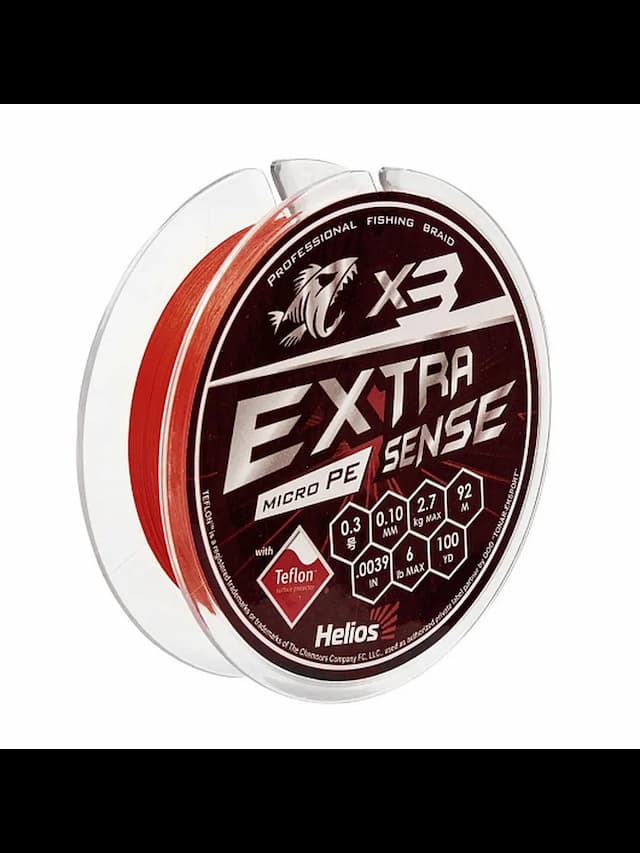 Шнур Extrasense X3 PE Red 92m 0.3/6LB 0.10mm