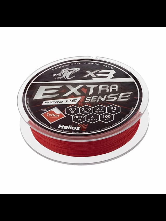 Шнур Extrasense X3 PE Red 92m 0.3/6LB 0.10mm