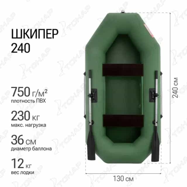 Лодка Шкипер 240 зеленый Тонар