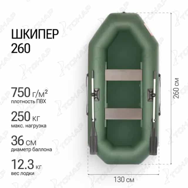 Лодка Шкипер 260 зеленый Тонар