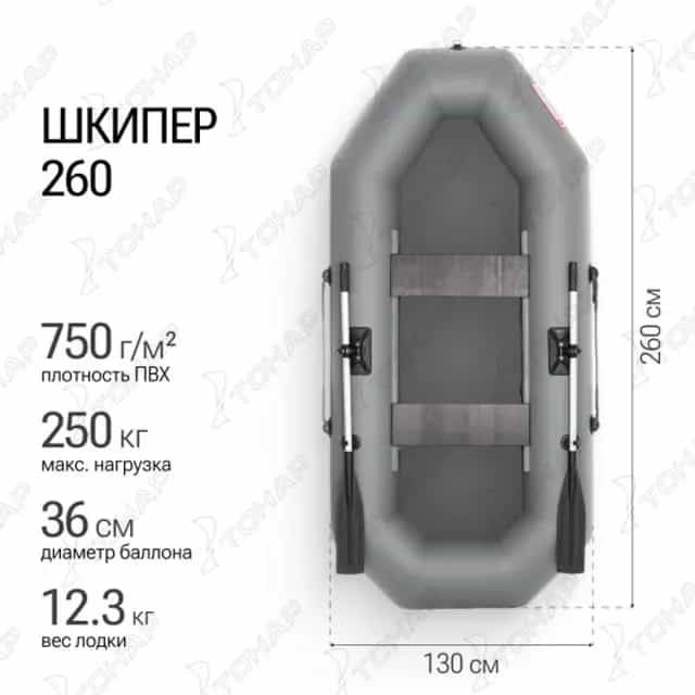 Лодка Шкипер 260 серый Тонар