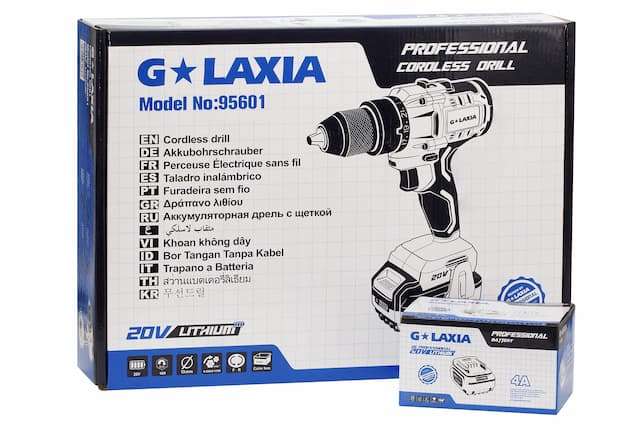 Дрель-шуруповерт GALAXIA 4Ah Li-ion,100H*m 20V, серия Professional, 2 аккумулятора, зарядное устр.