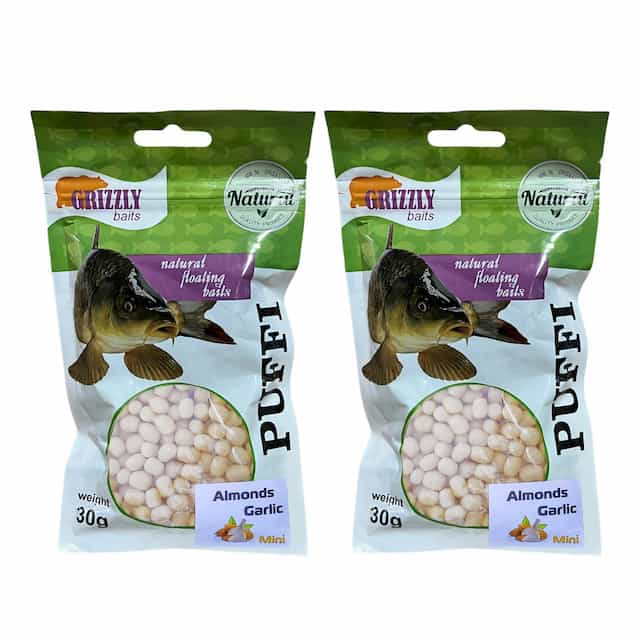 Тесто Воздушное Grizzly Baits Puffi, компл.один вид2 шт/уп,Almonds Garlic Миндаль Чеснок, вес 2*30 г