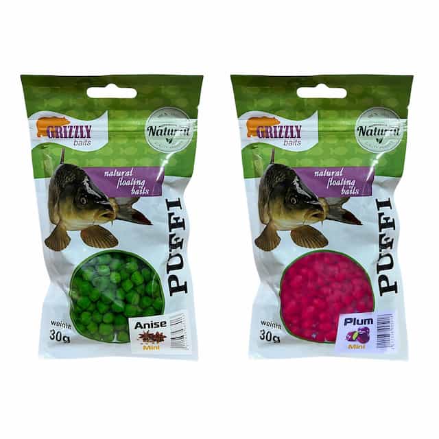 Тесто Воздушное Grizzly Baits Puffi, комплект 2 шт/уп, Анис Anise и Слива Plum, вес 2*30 г