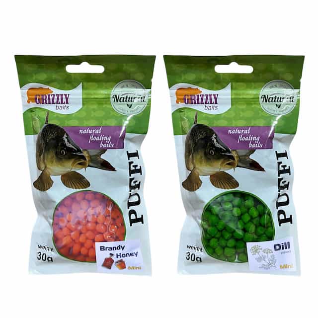 Тесто Воздушное Grizzly Baits Puffi, комплект 2 шт/уп,Brandy Honey Бренди Мед и Укроп Dill,вес2*30 г