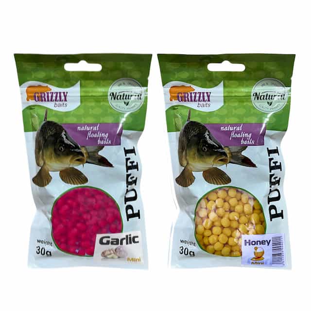 Тесто Воздушное Grizzly Baits Puffi, комплект 2 шт/уп, Чеснок Garlic и Мед Honey, вес 2*30 г