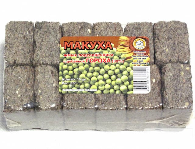 Макуха жмых подсолнечника с добавкой Горох (300гр), упаковка
