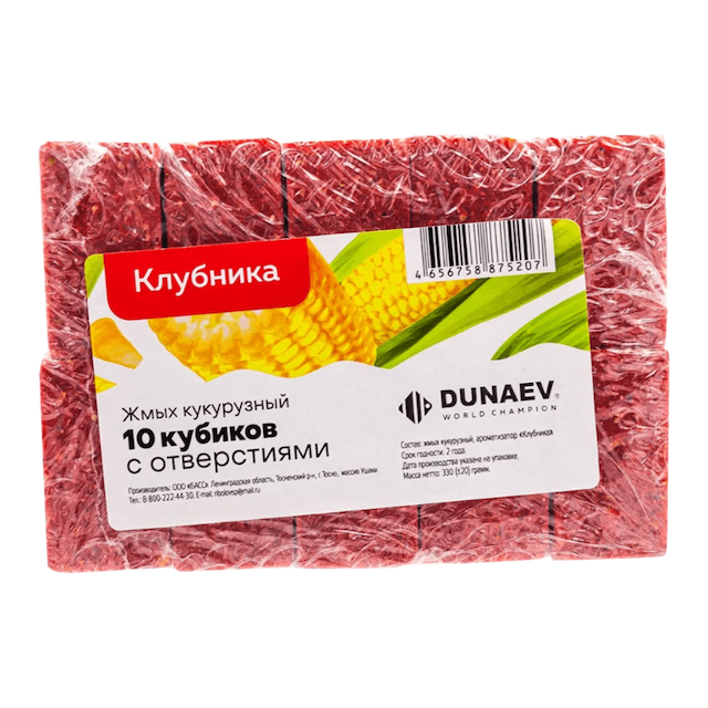 Макуха Дунаев жмых кукурузный с добавкой Клубника, уп