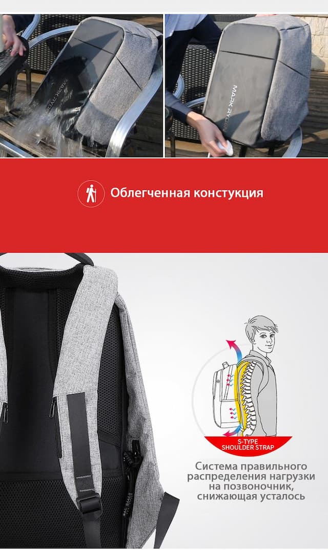 Рюкзак Mark Ryden MR5815ZS, черный, USB