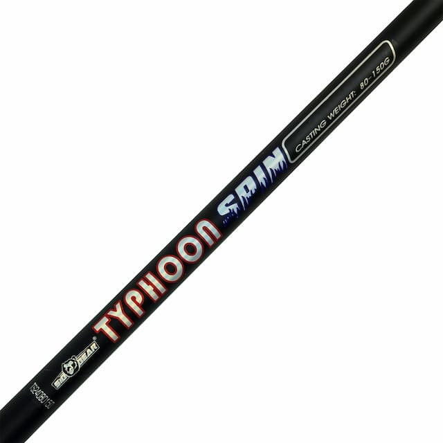 Спиннинг TYPHOON, длина 2,4 м, тест 80-150, carbon, штекер