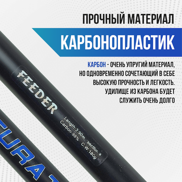 Удилище фидерное Condor Accurate длина 3,90 м, тест 180 гр, carbon, штекер